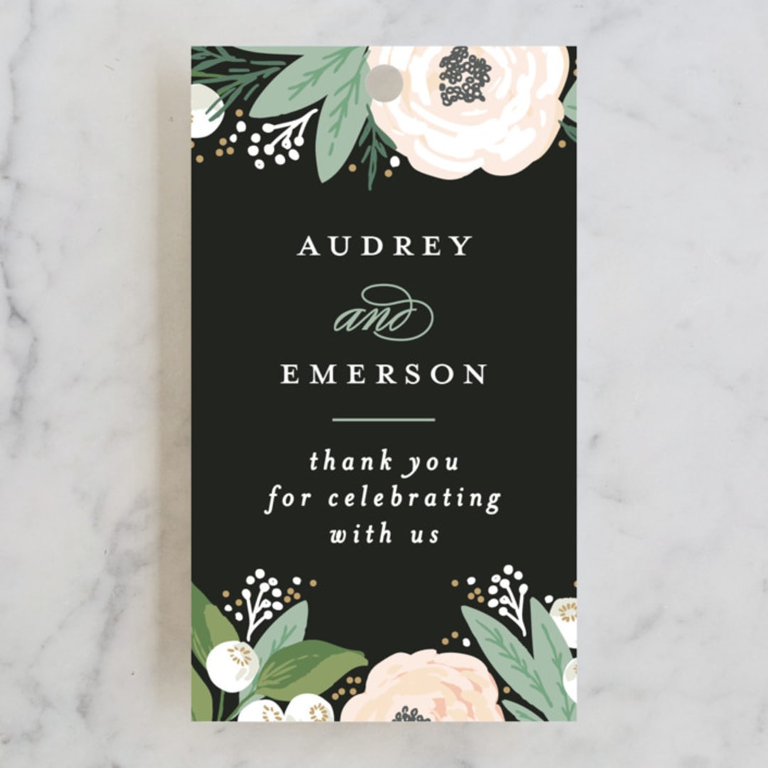 "Blooming Bouquet" - Wedding Favor Tags in Charcoal by Alethea and Ruth - Front