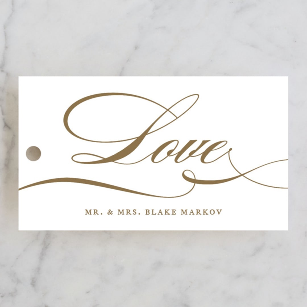 "divine" - Wedding Favor Tags in Gilded Gold by Jennifer Postorino - Front