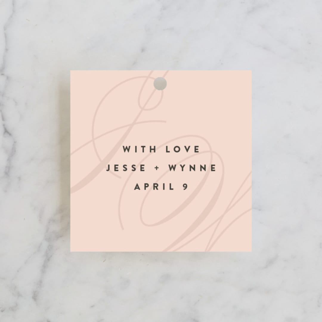 "Twirl Monogram A" - Wedding Favor Tags in Blush by Ariel Rutland - Front