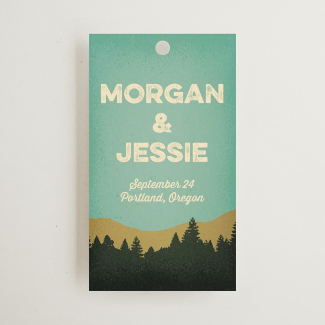 "Mountain View" - Wedding Favor Tags in Forest by Nam Bourassa - Front