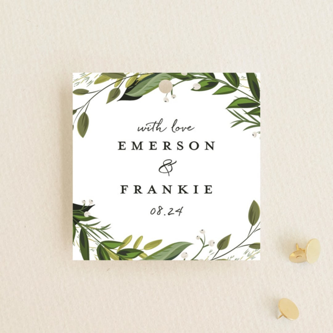 "Vines of Green" - Wedding Favor Tags in Fern by Susan Moyal - Front