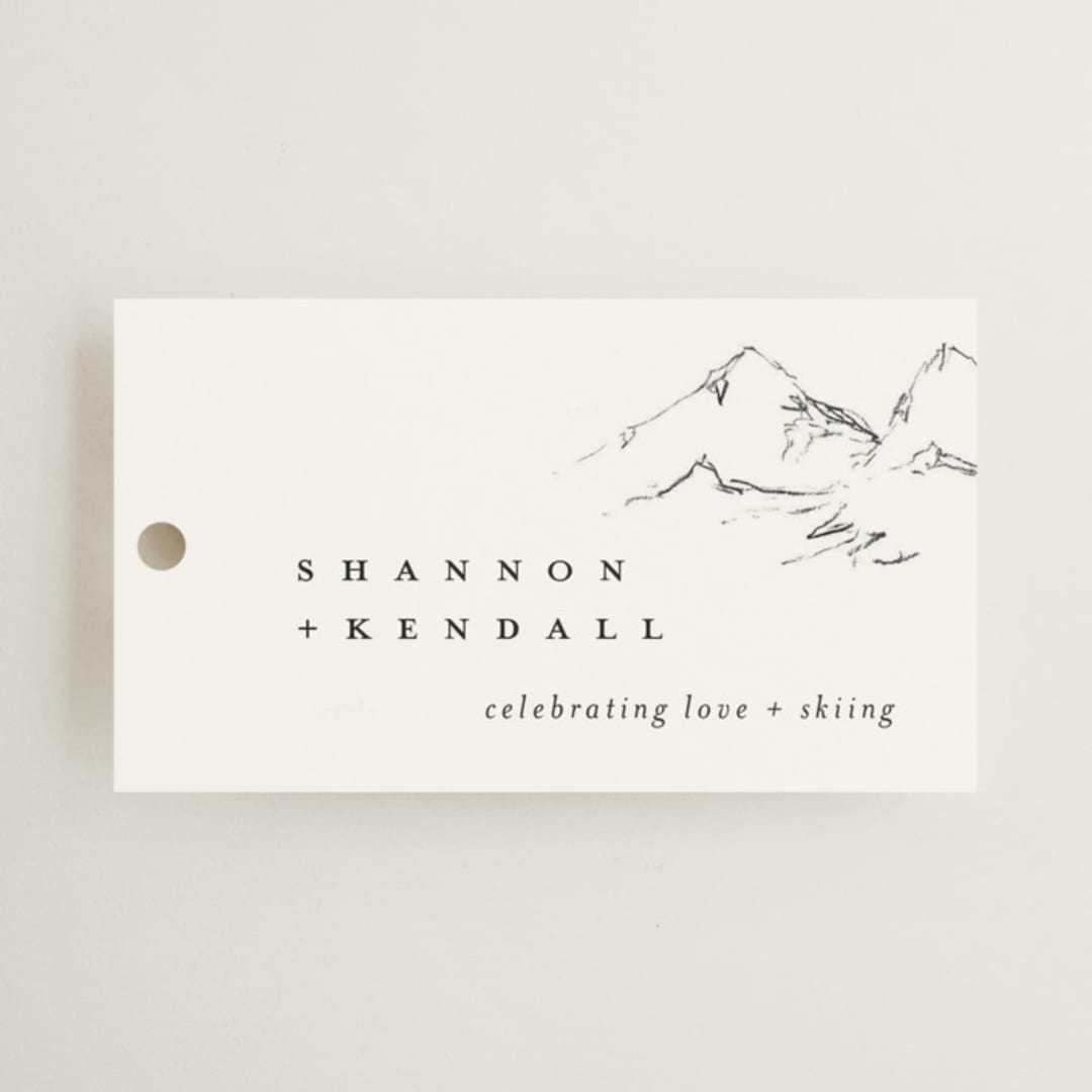 "Sketched Mountains" - Wedding Favor Tags in Snow by Mere Paper - Front