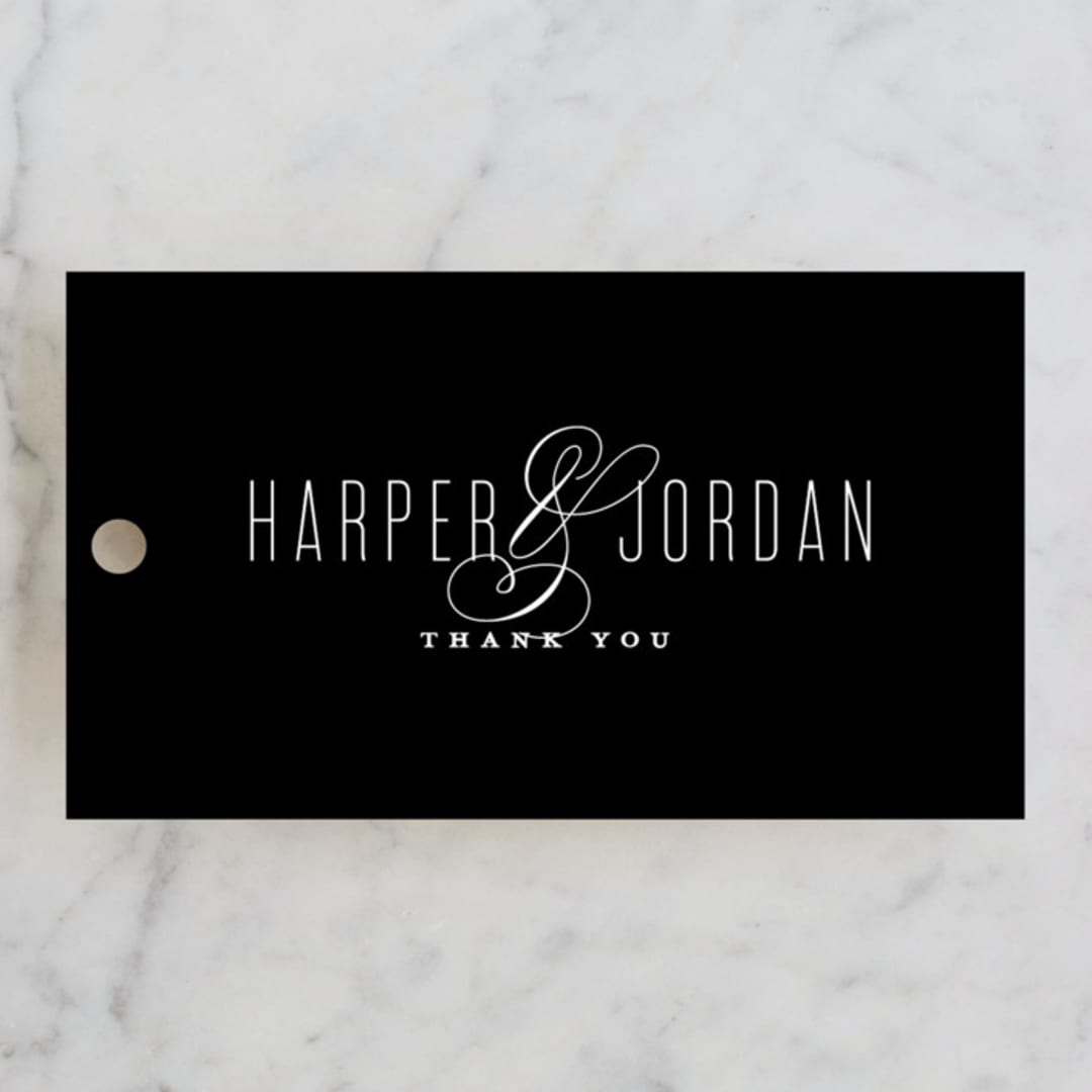 "Scripted Ampersand" - Wedding Favor Tags in Classic by Roxy Cervantes - Front