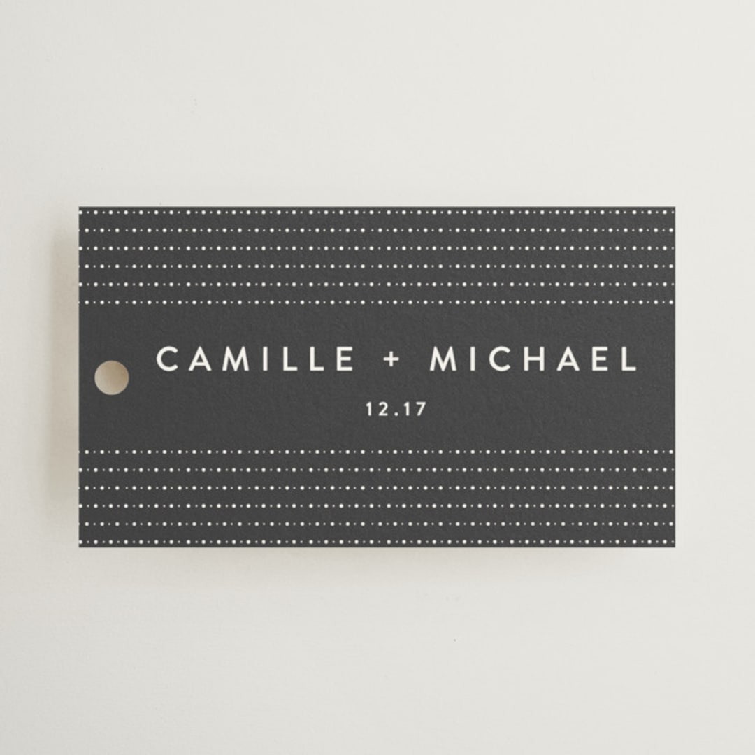 "Modern Glam" - Wedding Favor Tags in Soft Black by Camille Robinson - Front
