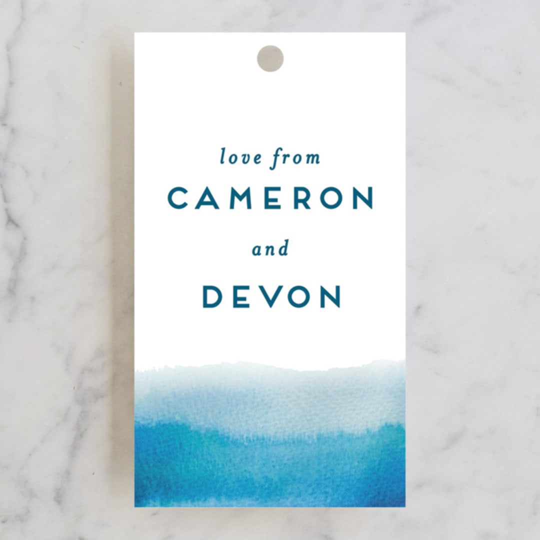"Tide Pools" - Wedding Favor Tags in Sea by Krissy Bengtson - Front