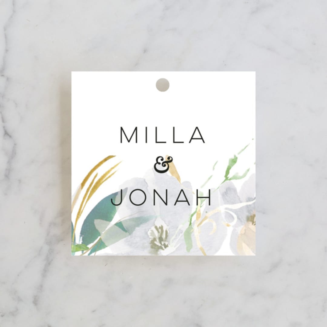 "Grande Botanique" - Wedding Favor Tags in Mist by Bonjour Paper - Front