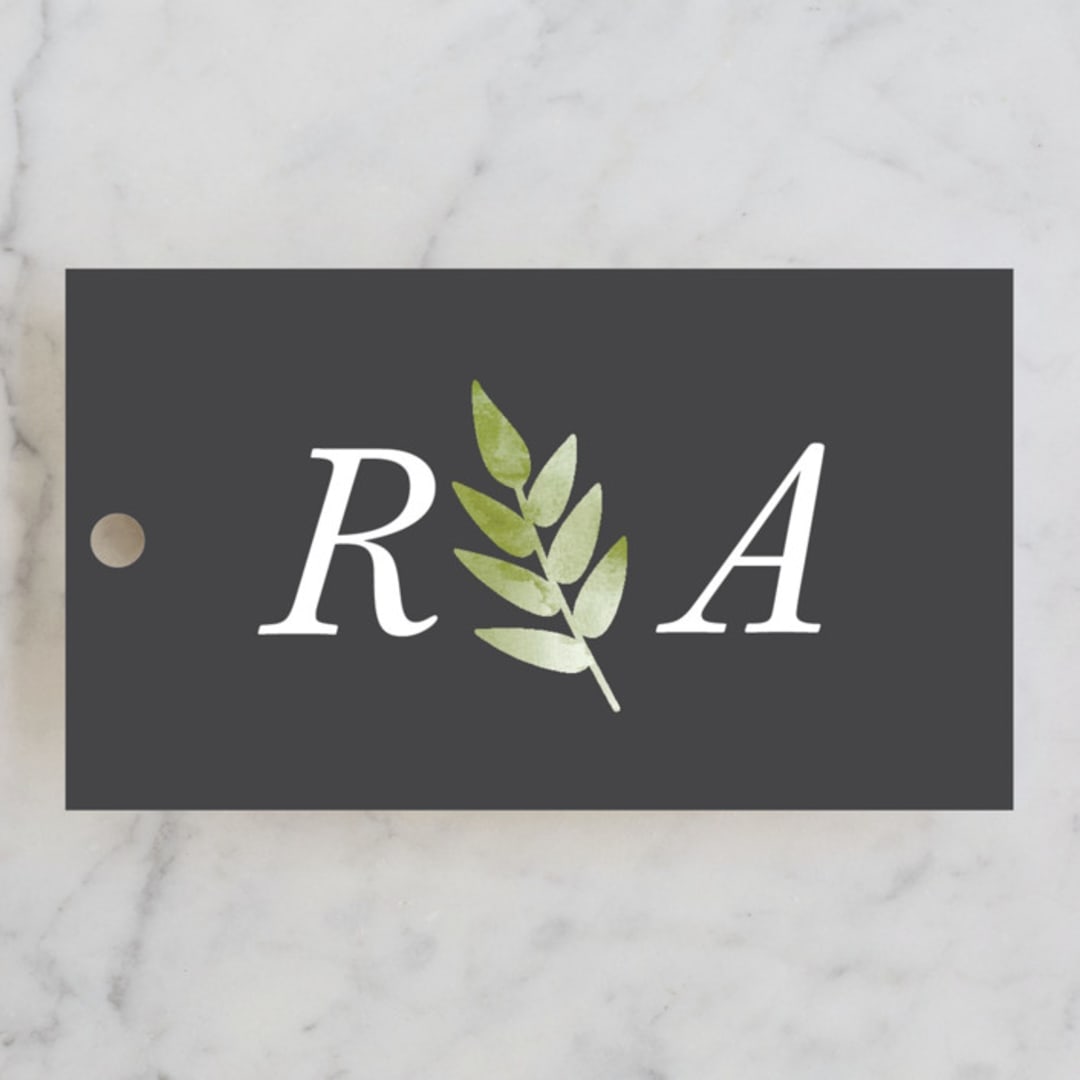 "Watercolor Leaf" - Wedding Favor Tags in Porcelain by Hanna M - Front