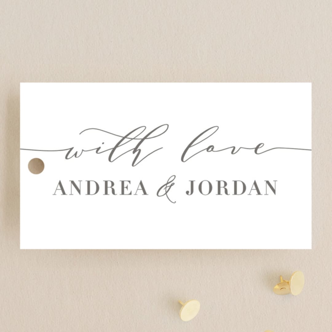 "Simplicity" - Wedding Favor Tags in Smoke by Amy Ngo - Front