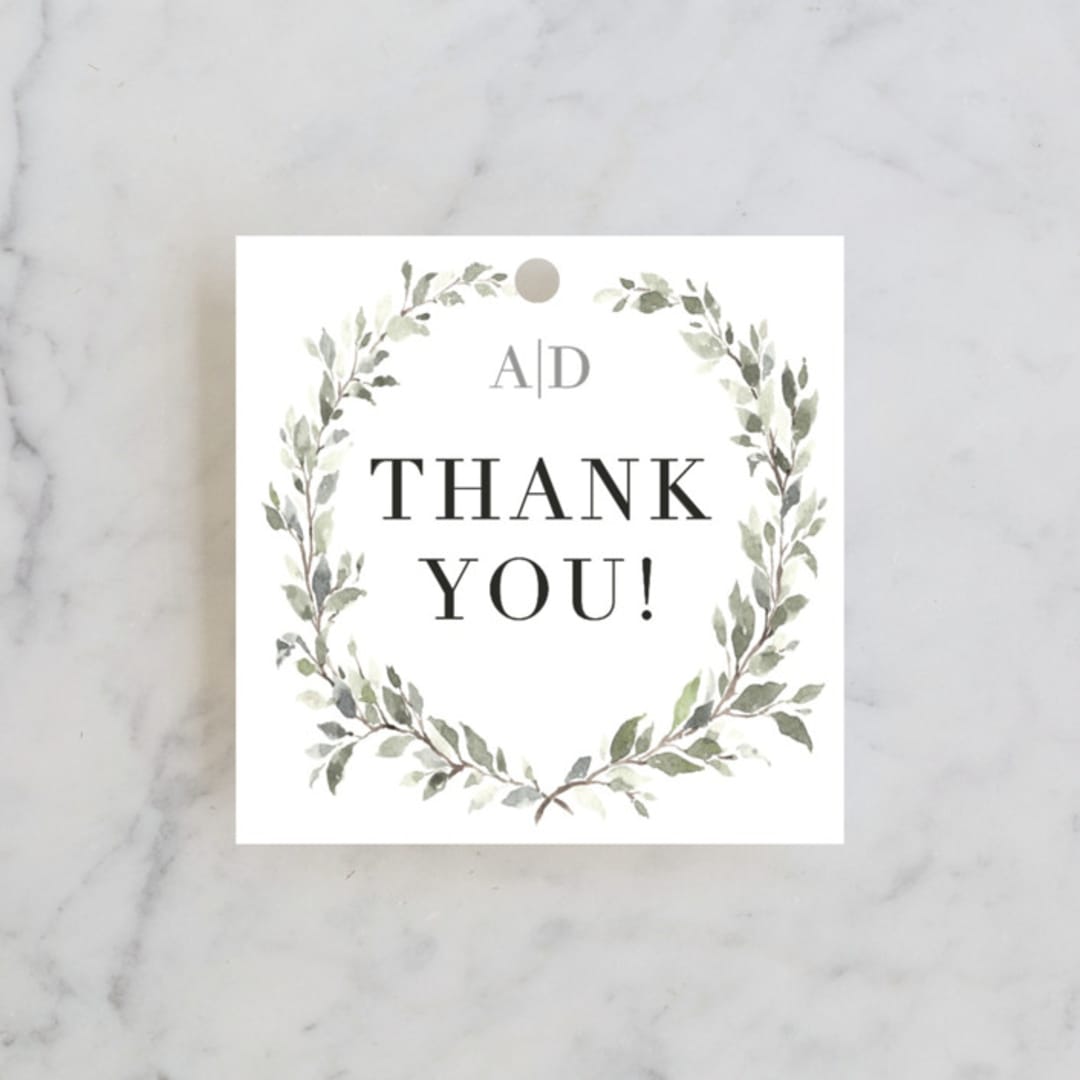 "Watercolor Wreath" - Wedding Favor Tags in Linen by Katrina Crouch - Front