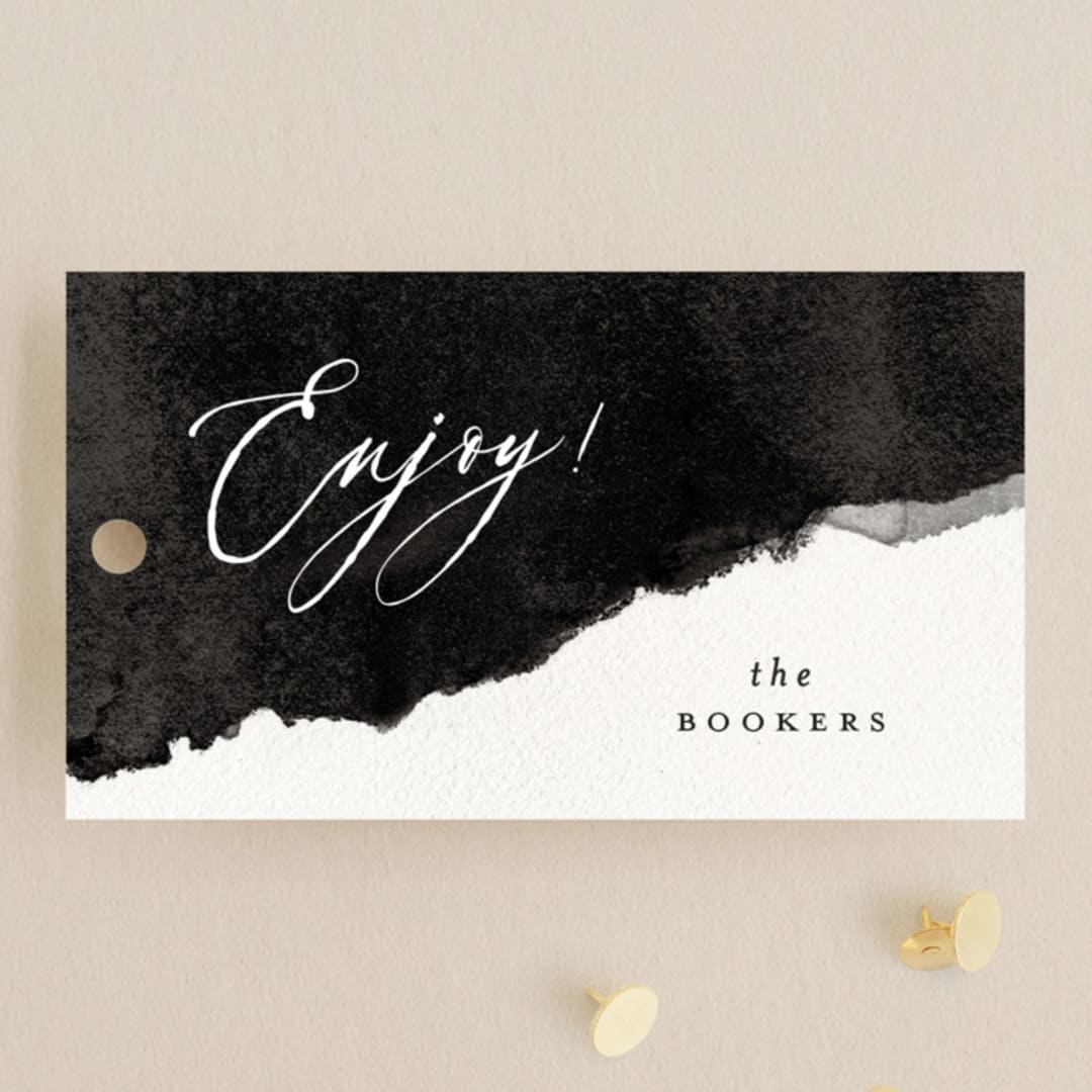 "Inky" - Wedding Favor Tags in Ink by Pink House Press - Front