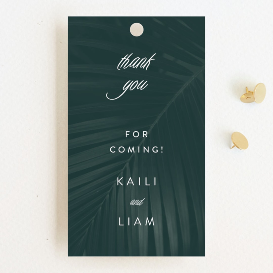 "Palm Layers" - Wedding Favor Tags in Palm Frond by Jill Means - Front