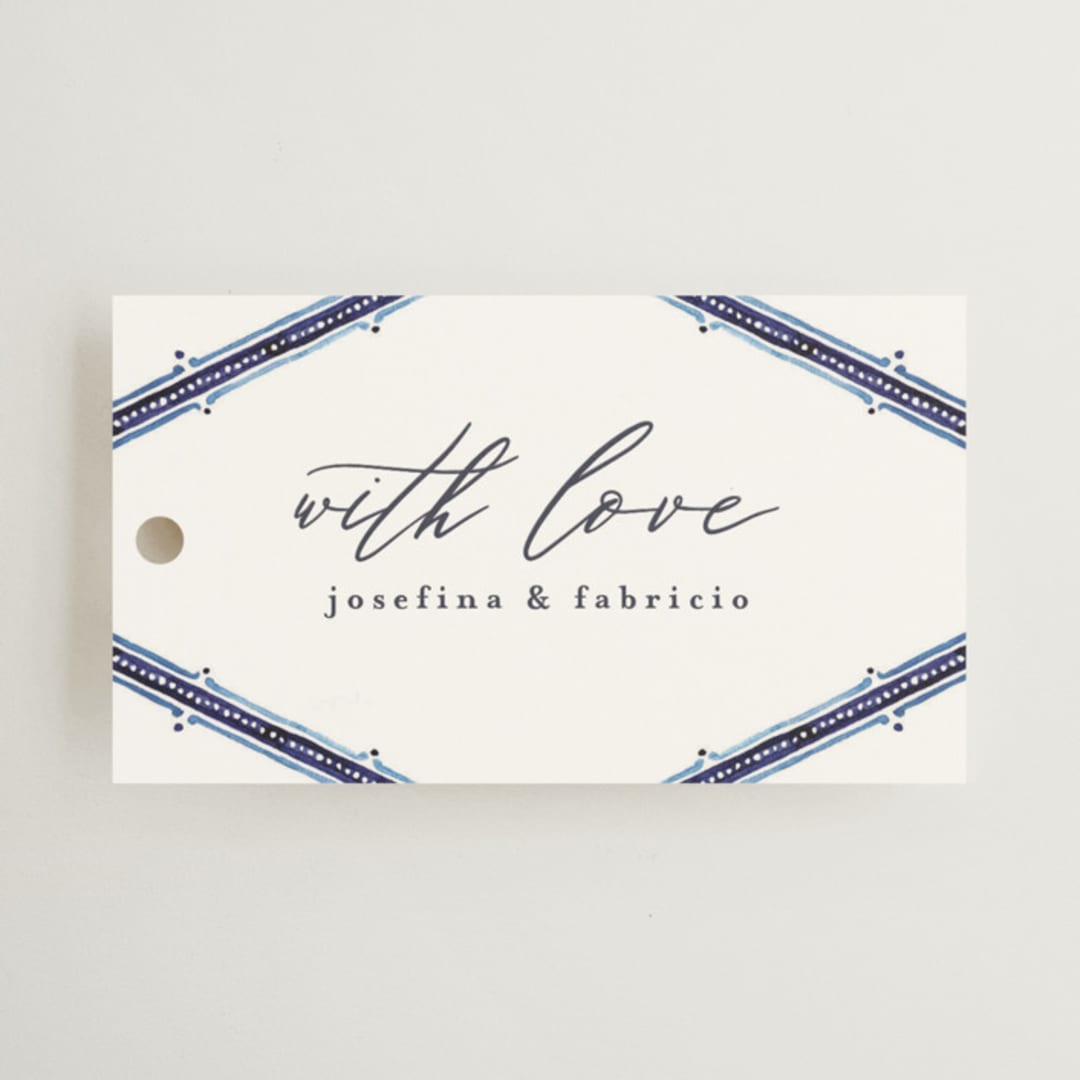 "watercolor azulejo" - Wedding Favor Tags in Azure by Anastasia Makarova - Front