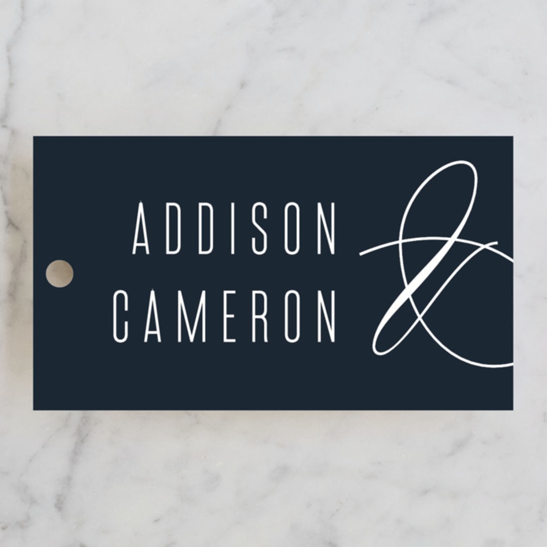 "Swoop" - Wedding Favor Tags in Midnight by Jen Banks - Front