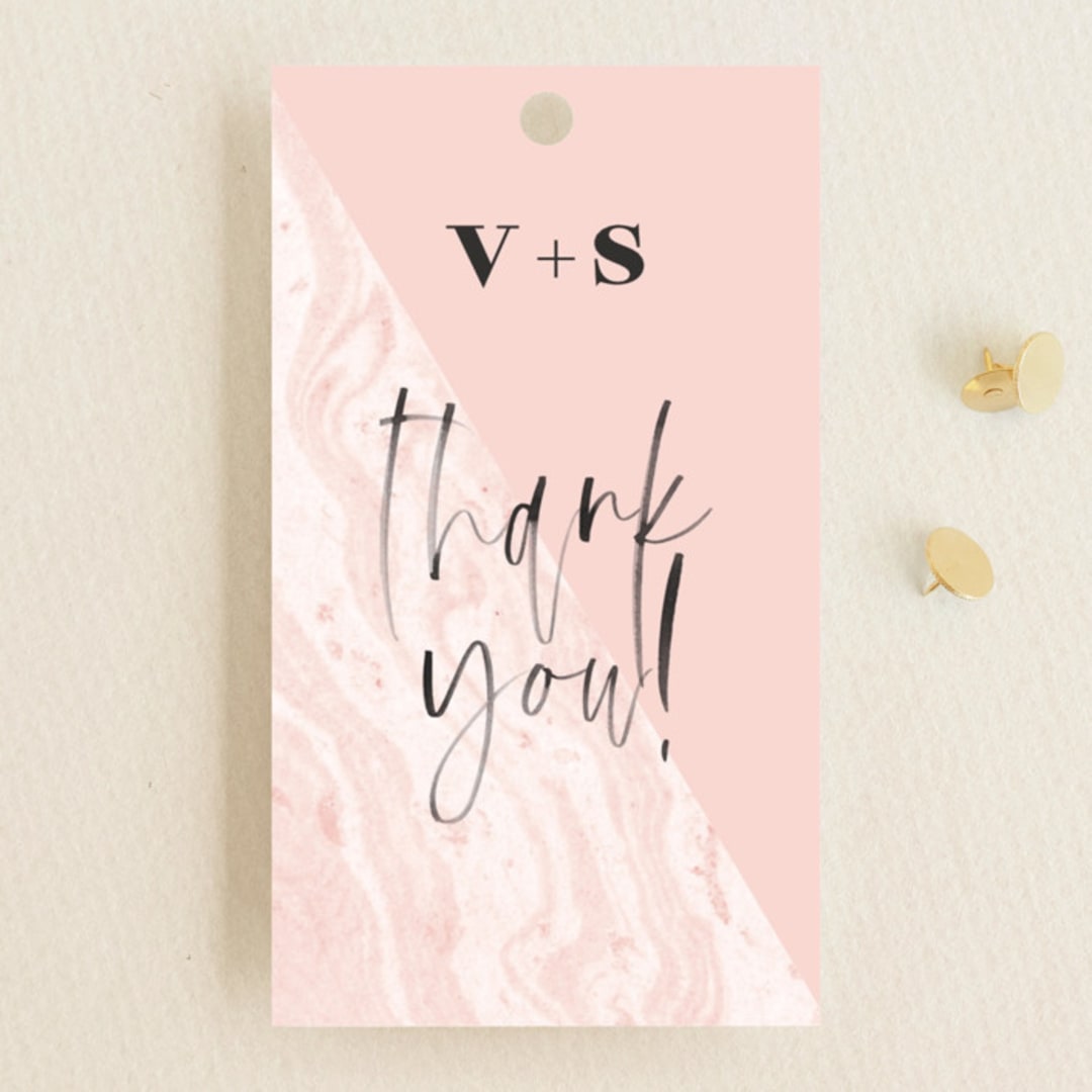 "thespian" - Wedding Favor Tags in Coral by silverscreen studio - Front