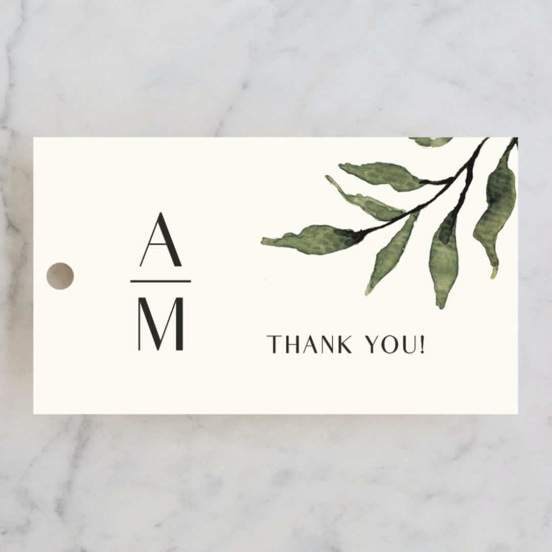 "Rural Romance" - Wedding Favor Tags in Leaf by Chris Griffith - Front