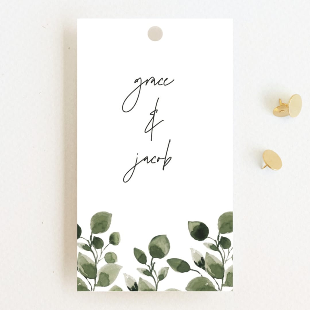 "green rush" - Wedding Favor Tags in Snow by Anupama - Front