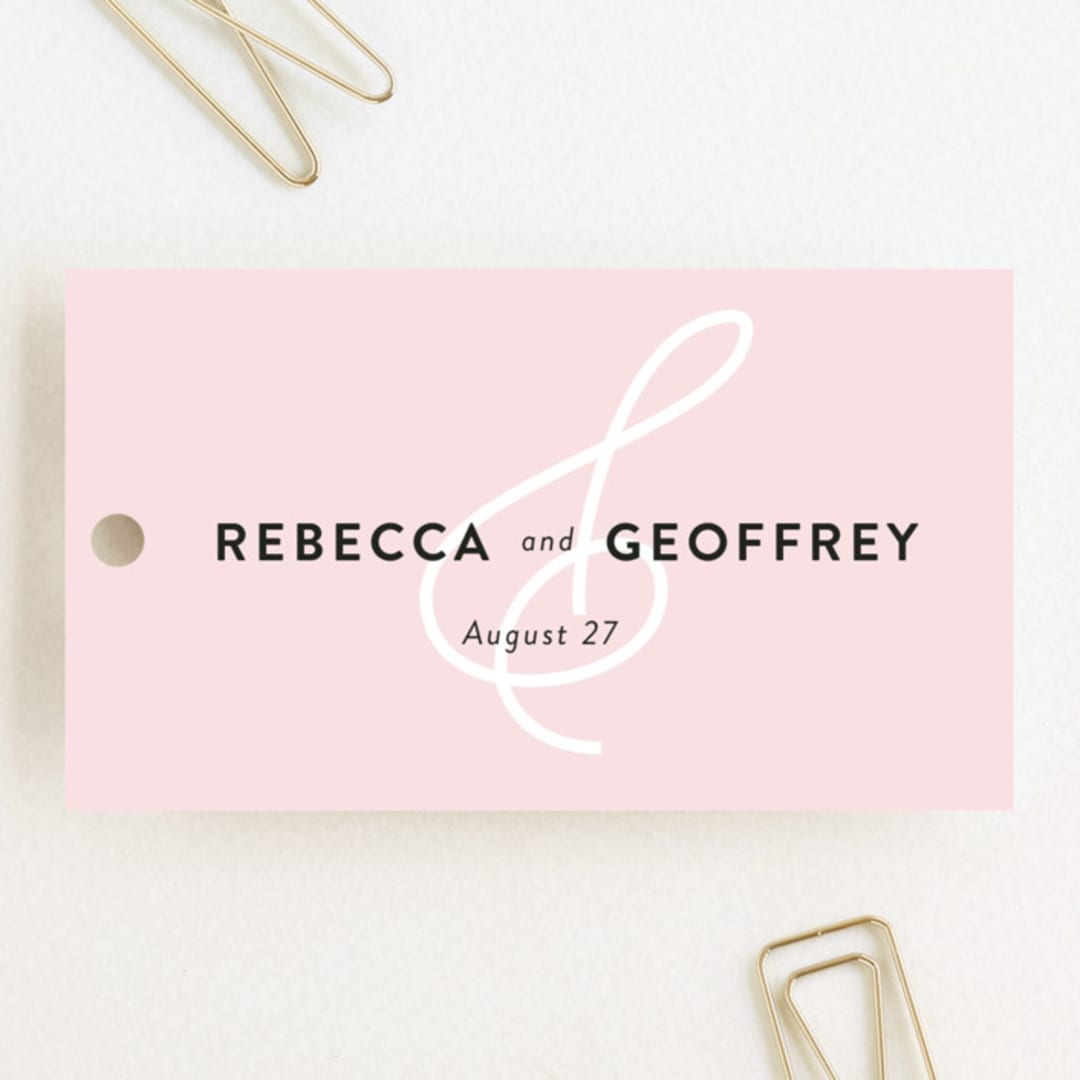 "AND" - Wedding Favor Tags in Carnation by Kim Dietrich Elam - Front