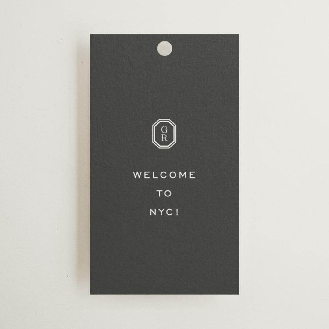 "Upper East" - Wedding Favor Tags in Charcoal by Megan Davis - Front