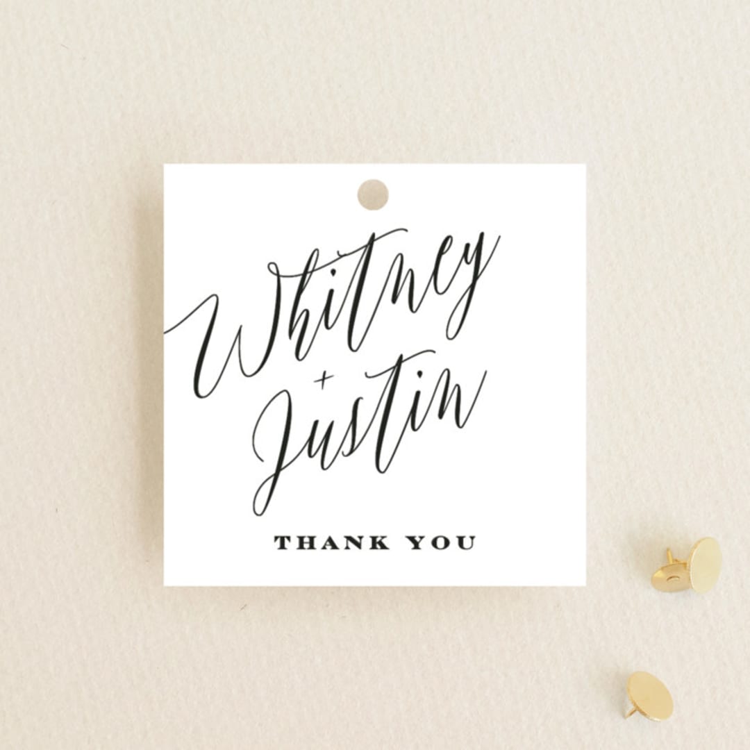 "Signed" - Wedding Favor Tags in Pearl by Roxy Cervantes - Front
