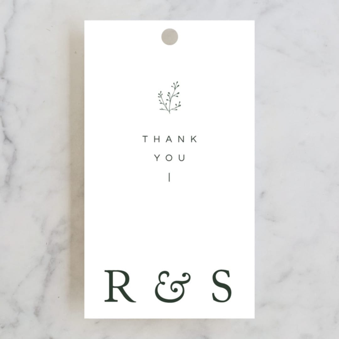 "A Dash of Delight" - Wedding Favor Tags in Pine Needle by Bramble Studio - Front