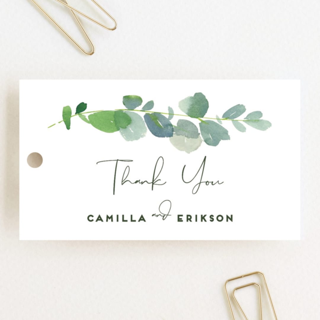 "Soft Eucalyptus" - Wedding Favor Tags in Garden by Yao Cheng Design - Front