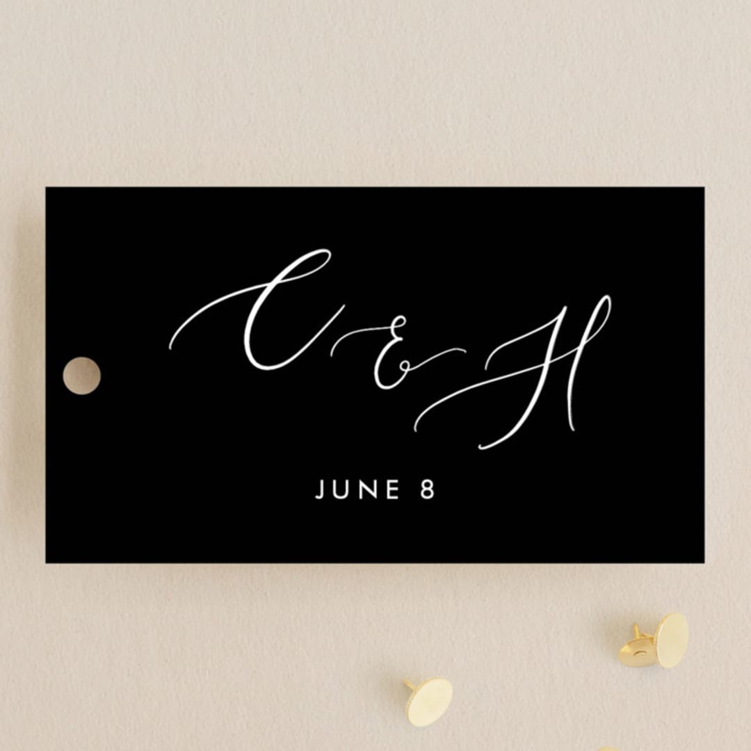 "Scripted Romance" - Wedding Favor Tags in Classic by Katherine Moynagh - Front