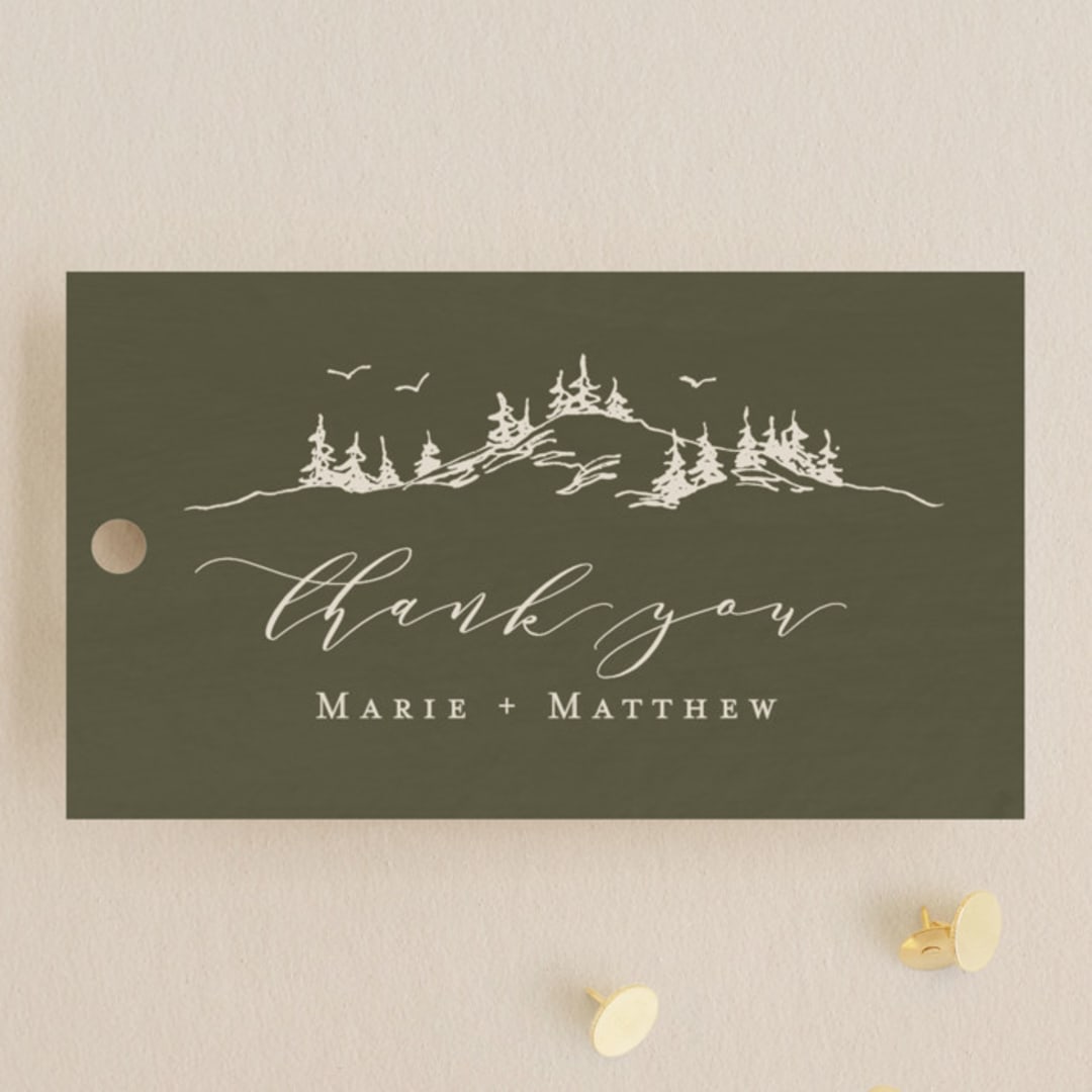 "into the mountains" - Wedding Favor Tags in Olive by Helen Halik - Front