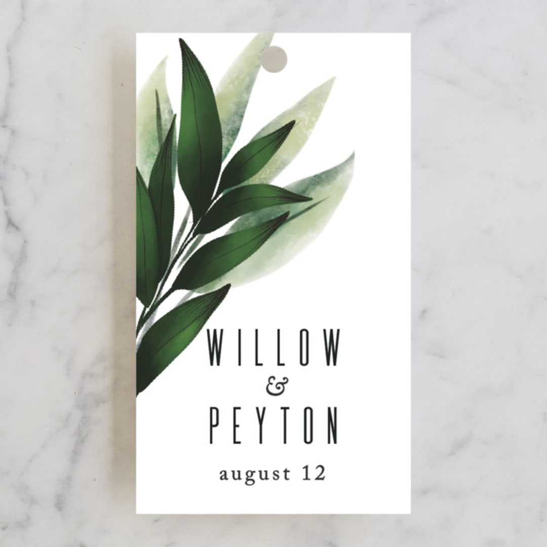 "Fresh Greens" - Wedding Favor Tags in Emerald by Susan Moyal - Front