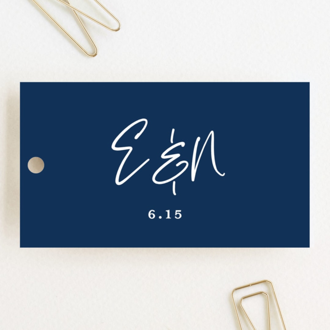 "Semi Formal" - Wedding Favor Tags in Navy by Kerry Doyle - Front
