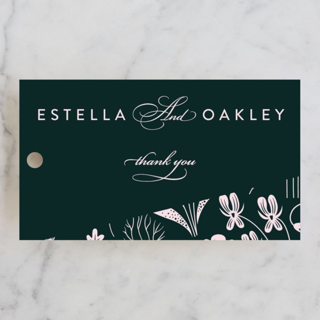 "Forest Foliage" - Wedding Favor Tags in Deep Forest by Eve Schultz - Front