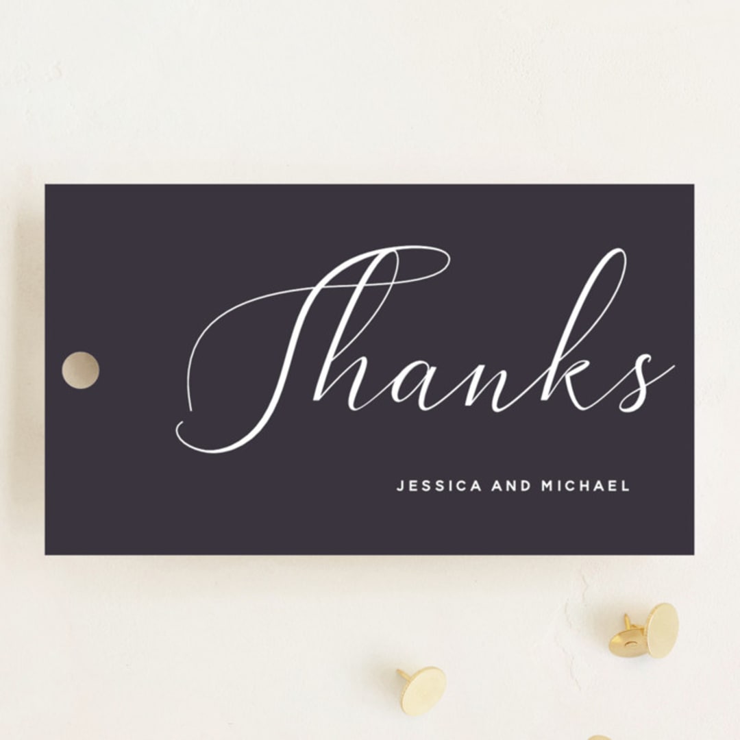 "Right Side" - Wedding Favor Tags in Blackberry by Susan Brown - Front