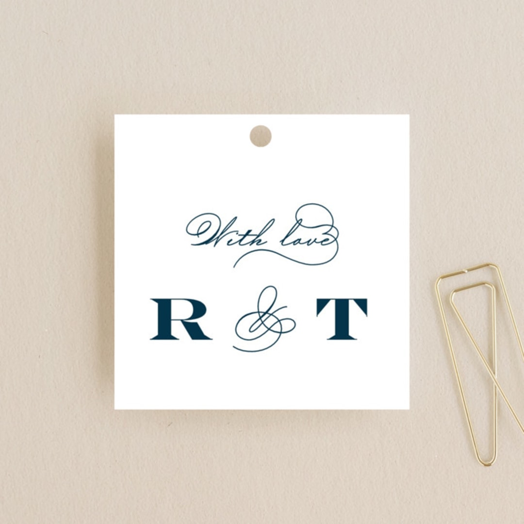 "Structured Charm" - Wedding Favor Tags in Midnight by Kimberly FitzSimons - Front