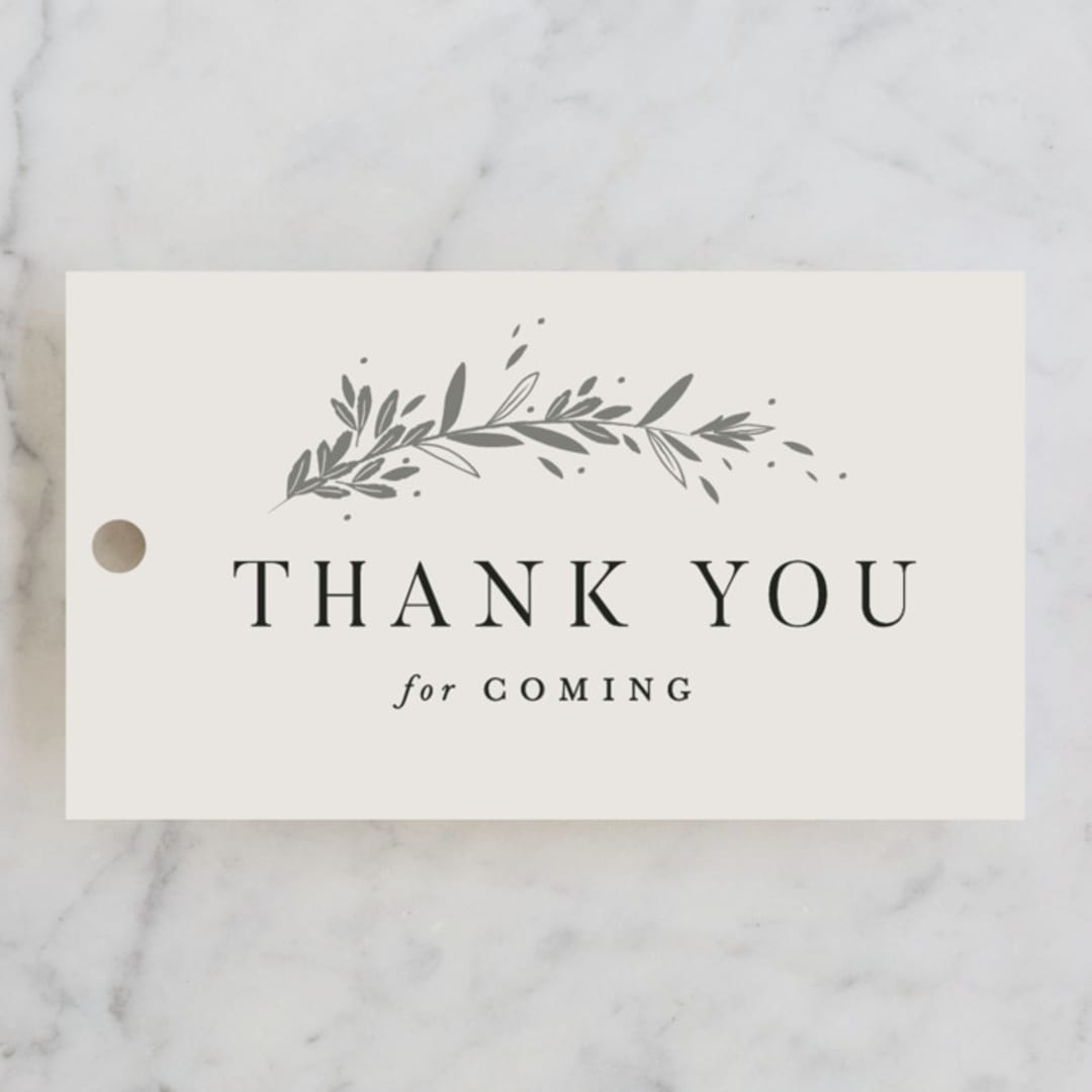 "Encircled Wreath" - Wedding Favor Tags in Fog by Robert and Stella - Front