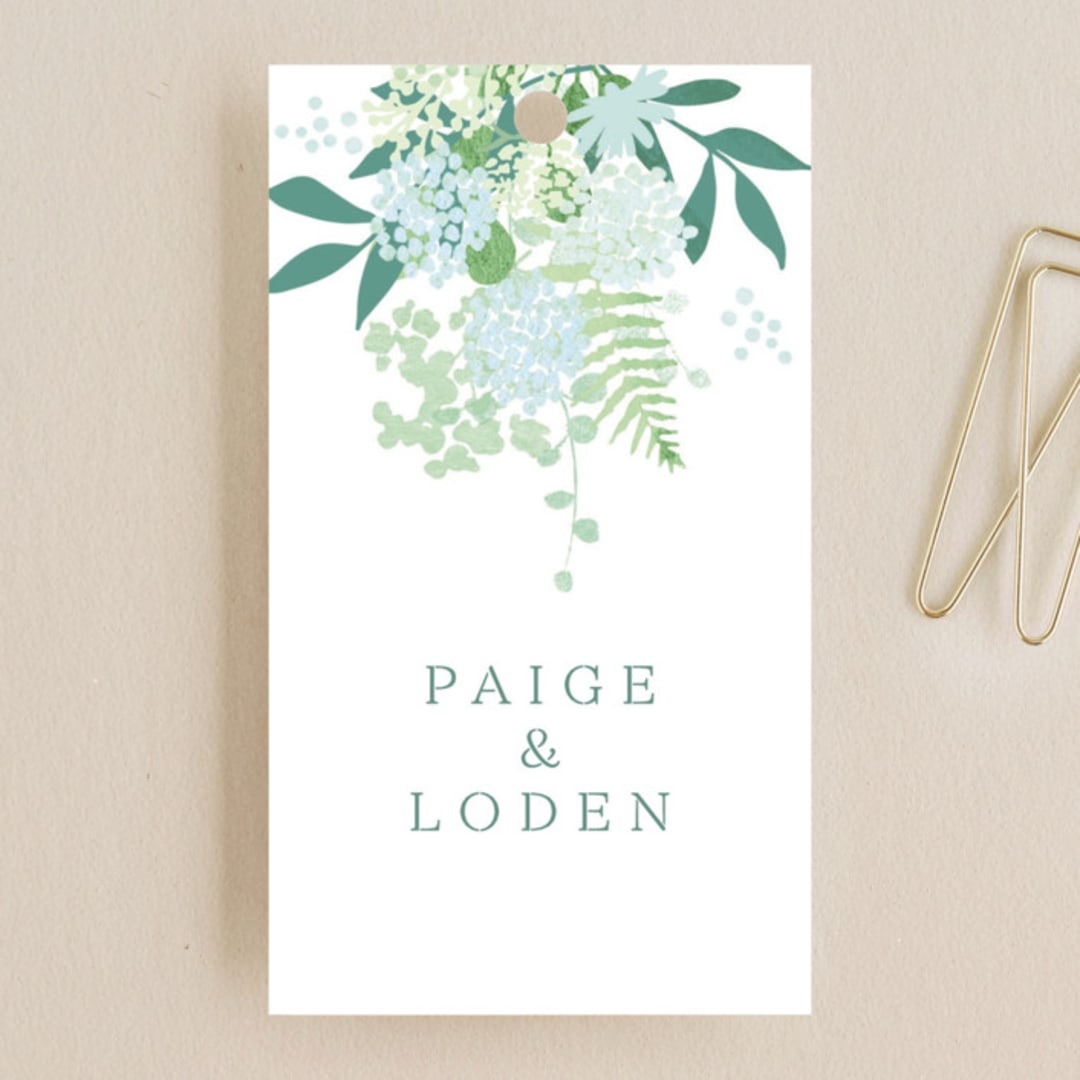 "The Gardens at Cardiff" - Wedding Favor Tags in Leaf by Jennifer Wick - Front