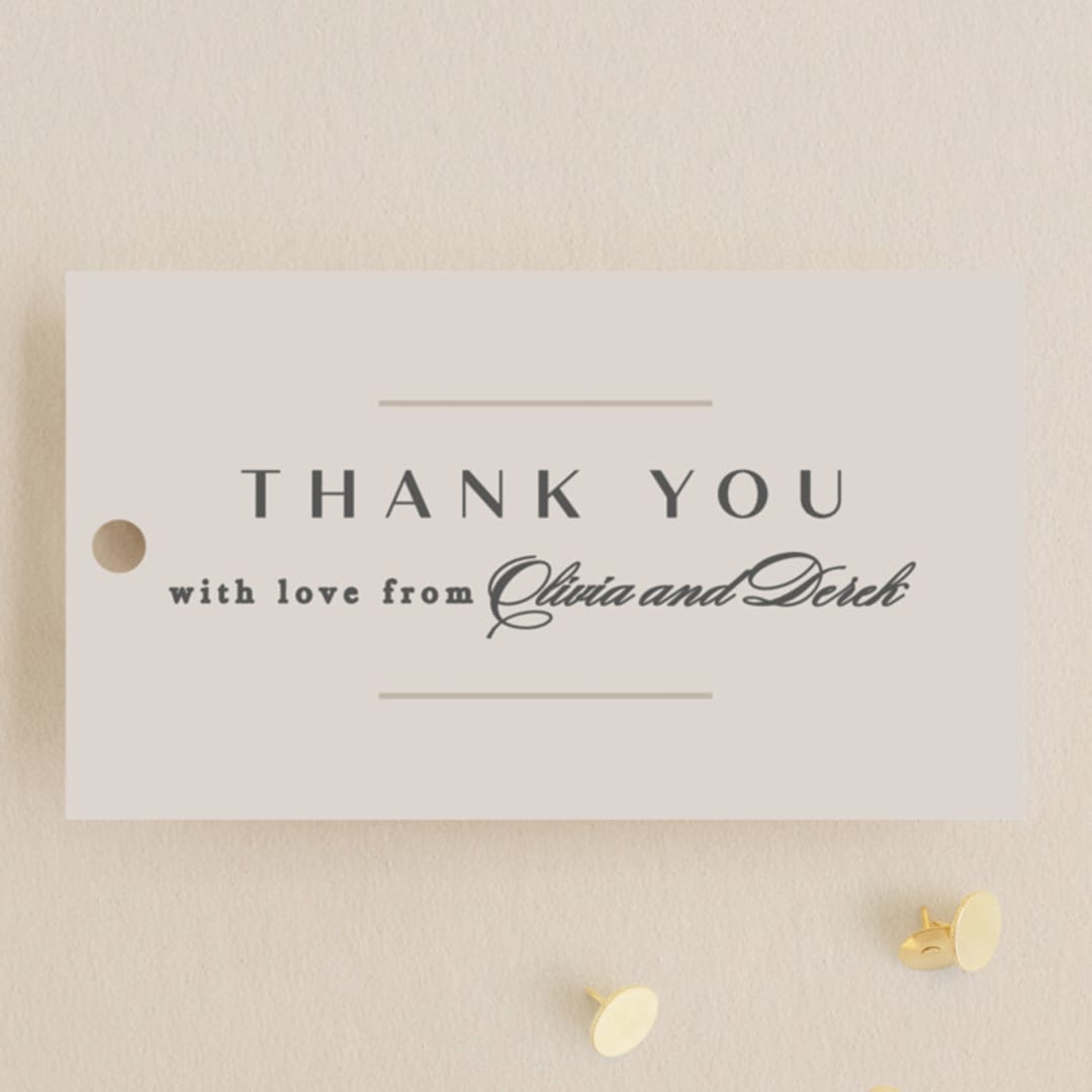 "Photographed" - Wedding Favor Tags in Ecru by Creo Study - Front