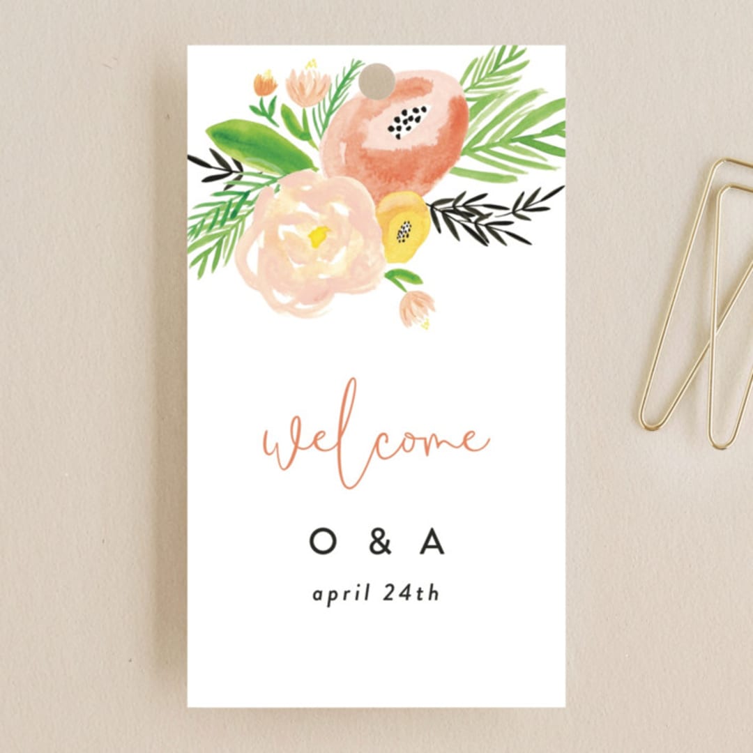 "Posie Garden Bouquet" - Wedding Favor Tags in Peach by Erika Firm - Front