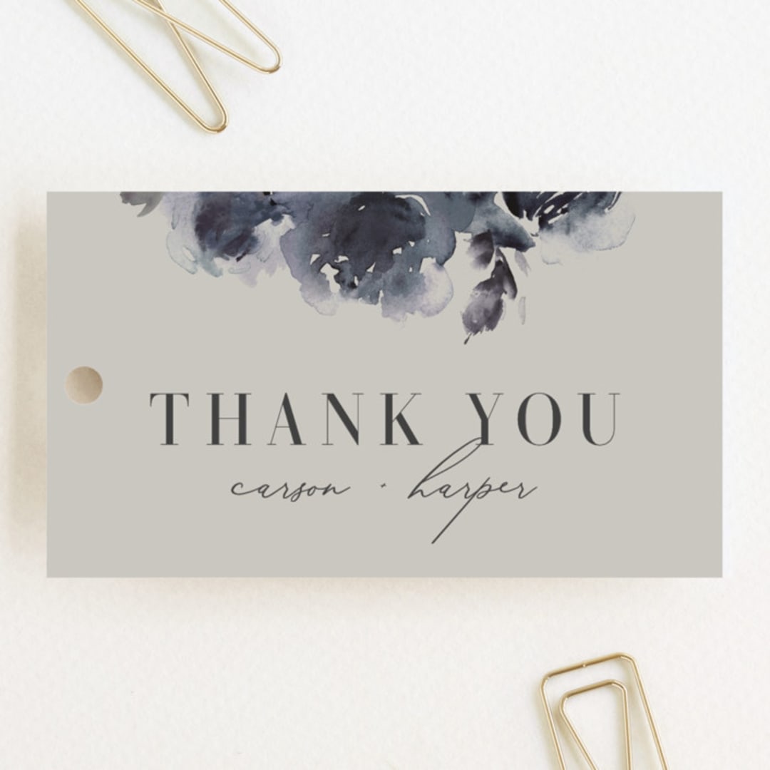 "Enchanted Blooms" - Wedding Favor Tags in Midnight by Lori Wemple - Front