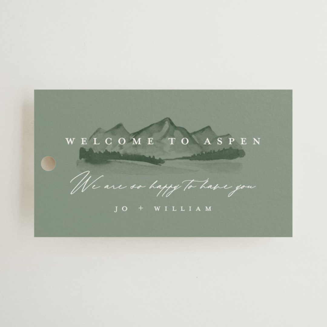 "Mountain Ridge" - Wedding Favor Tags in Pine by Amy Kross - Front