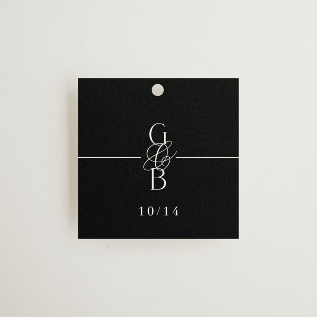 "Grand Scale" - Wedding Favor Tags in Caviar by Olivia Raufman - Front