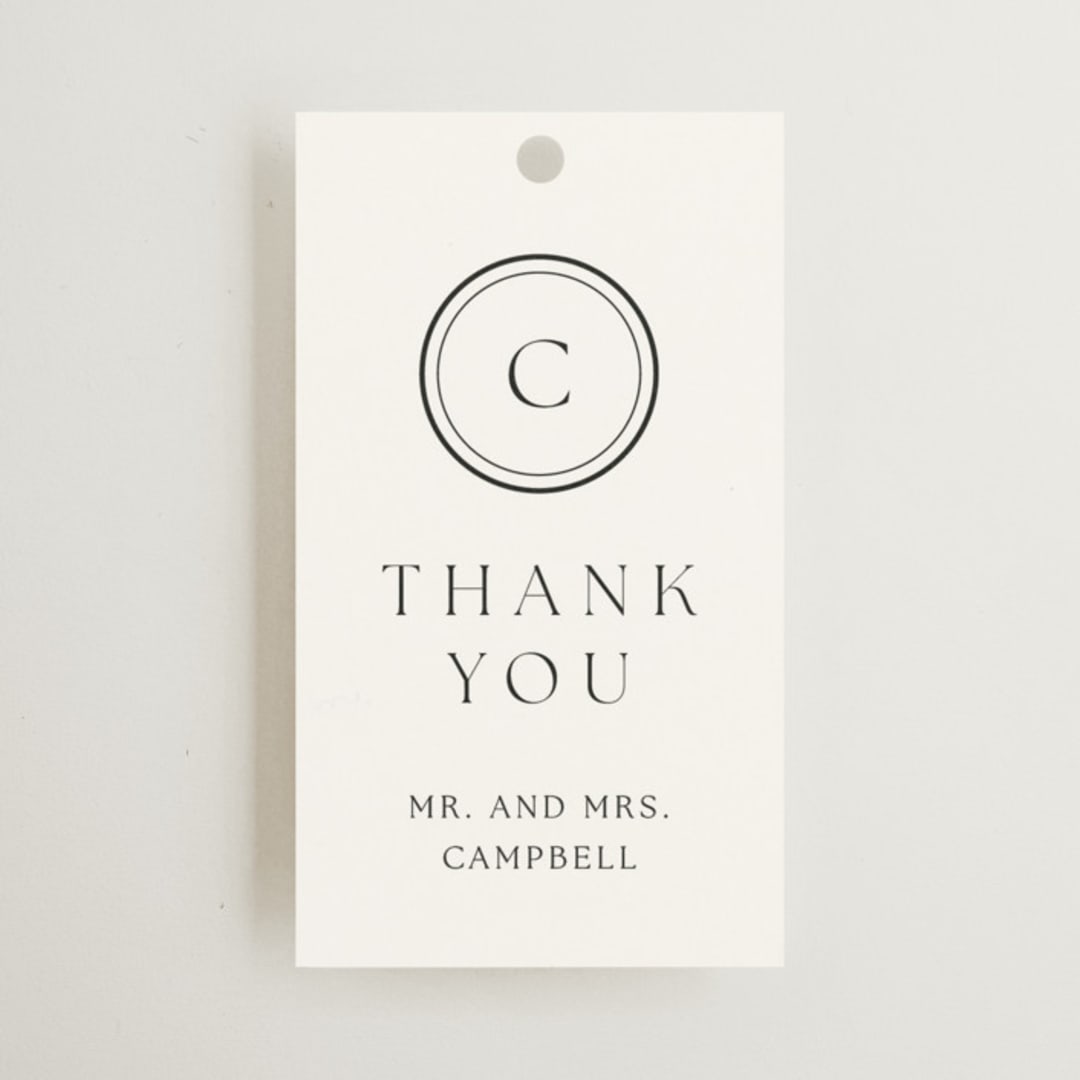 "Circle monogram" - Wedding Favor Tags in Cotton by Stacey Meacham - Front