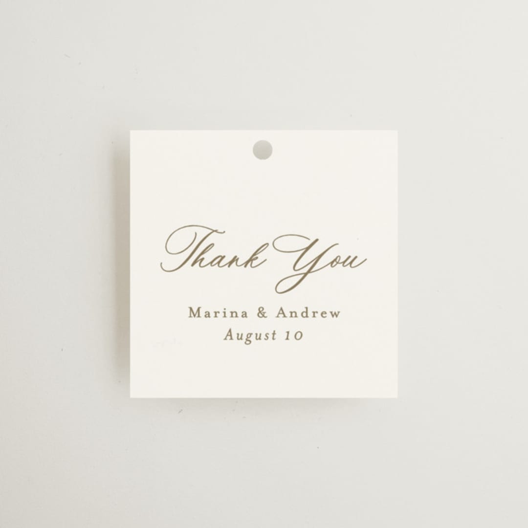 "refined" - Wedding Favor Tags in Deep Olive by Nicole Walsh - Front