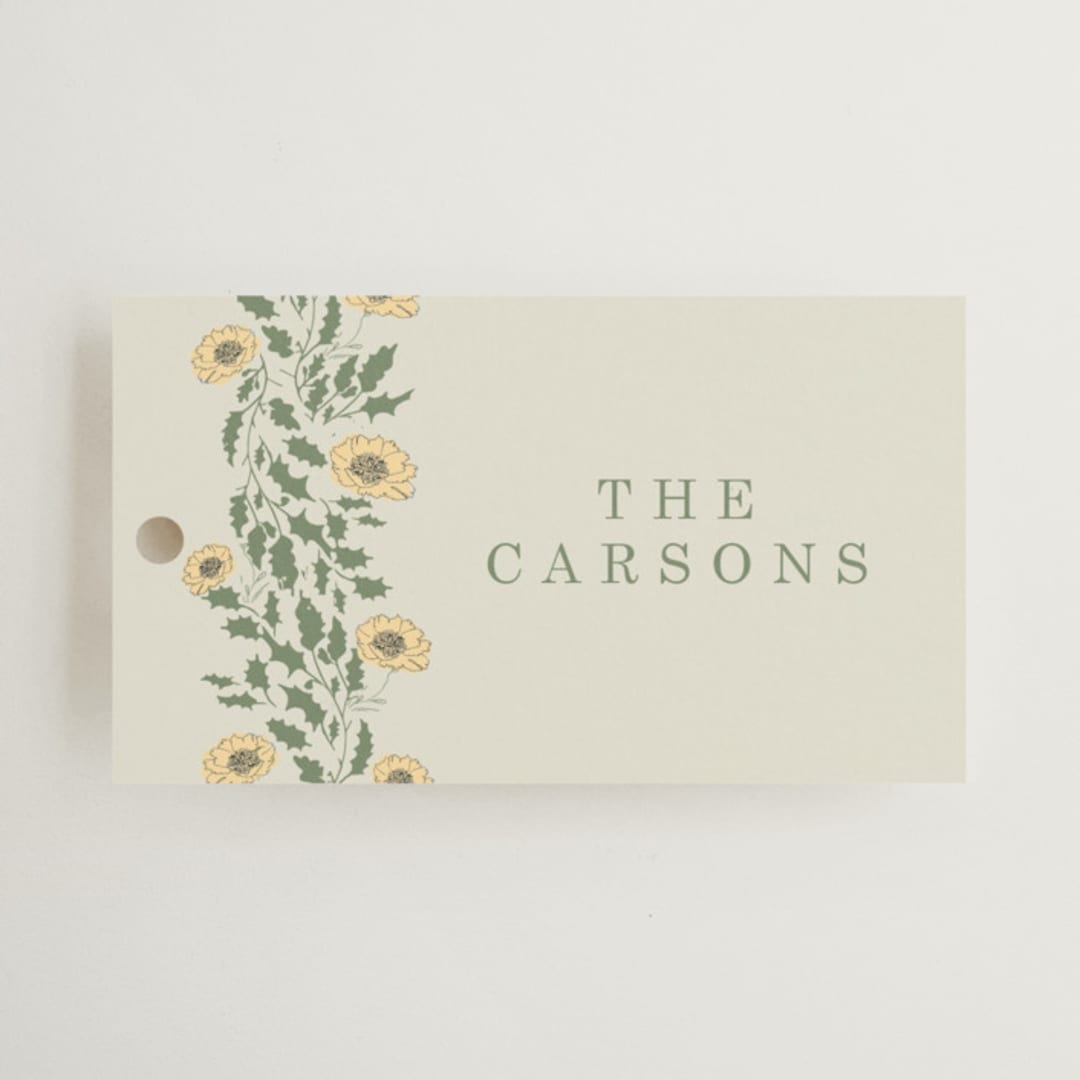 "Framed Floral" - Wedding Favor Tags in Mustard by Baumbirdy - Front