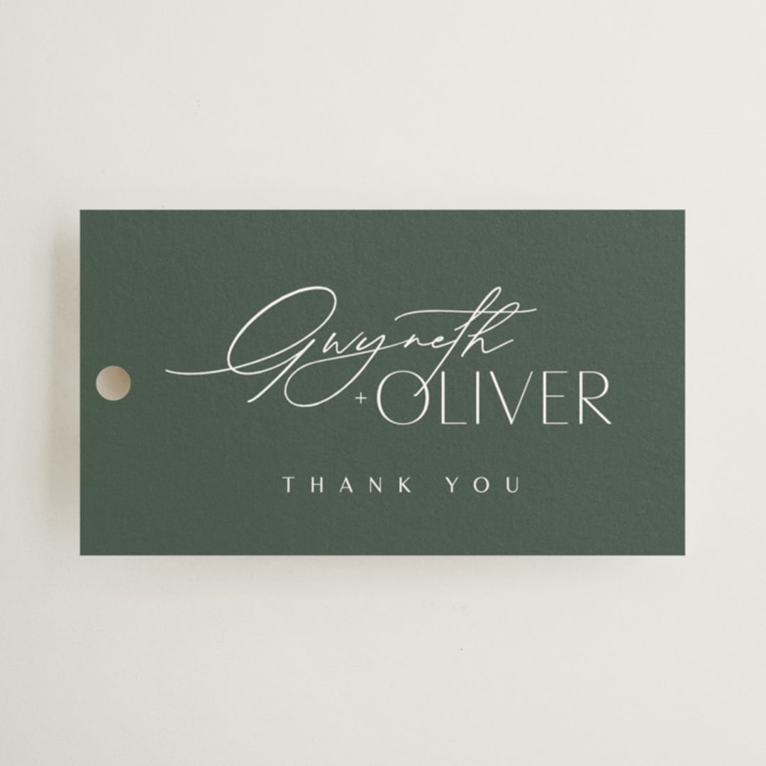 "Flip" - Wedding Favor Tags in Forest by Kelly Schmidt - Front