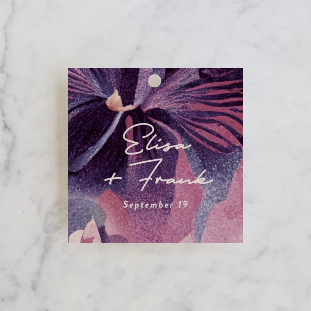 "Elisa" - Wedding Favor Tags in Orchid by Simona Camp - Front