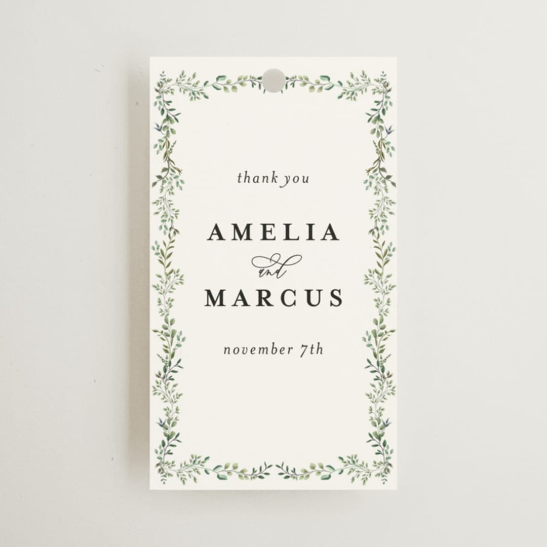 "Monogramed Arch" - Wedding Favor Tags in Mojito by Susan Moyal - Front
