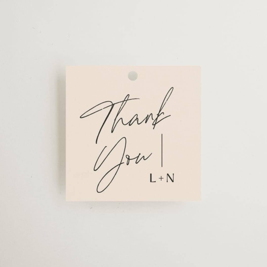 "Modern Aligned" - Wedding Favor Tags in Creampuff by Carolyn MacLaren - Front