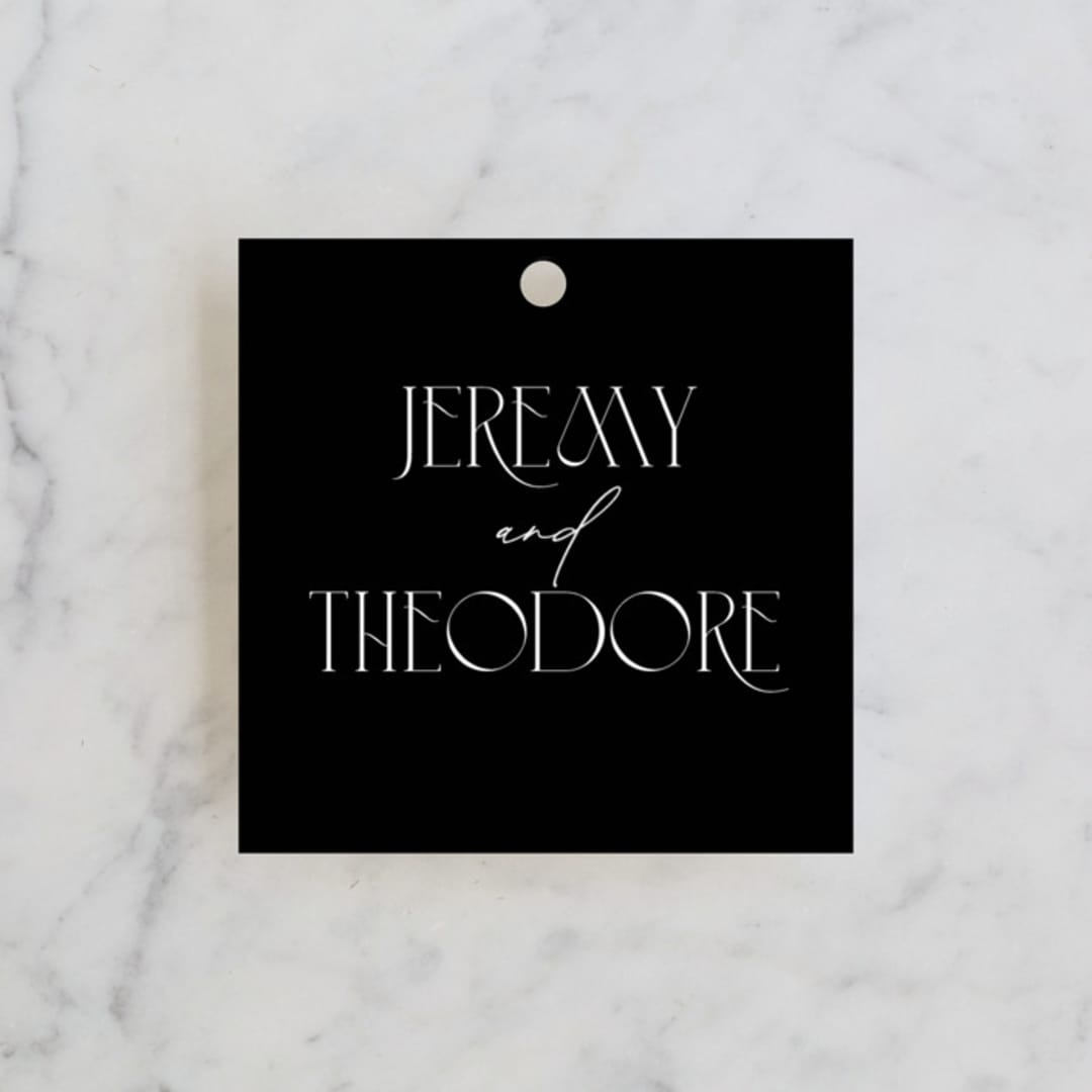 "Black-Tie" - Wedding Favor Tags in Noir by Benita Crandall - Front