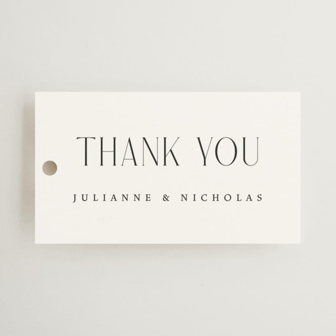 "Bold Elegance" - Wedding Favor Tags in Snow by Katherine Moynagh - Front