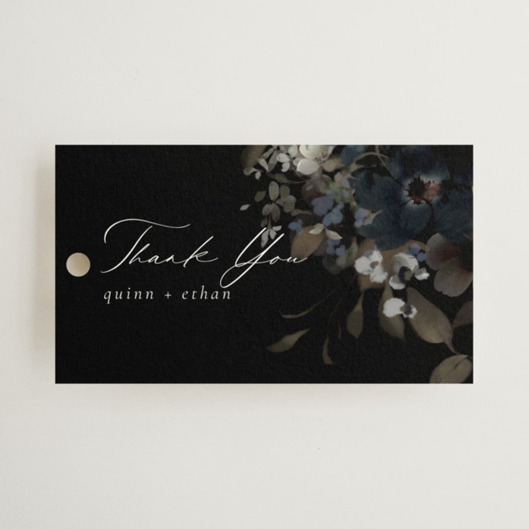 "Vintage Botanical" - Wedding Favor Tags in Midnight by Grace Kreinbrink - Front
