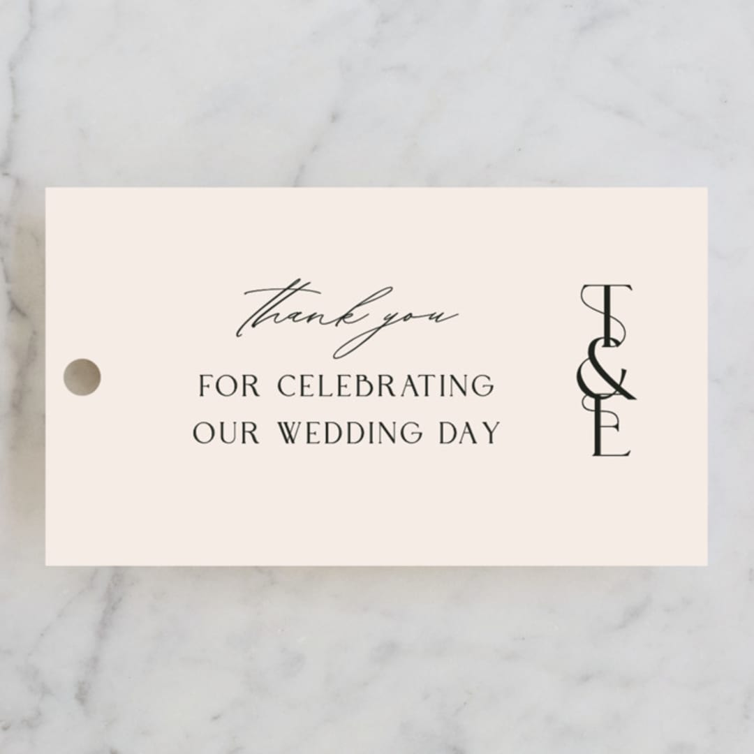 "Engraved" - Wedding Favor Tags in Charcoal by Claudia Orengo - Front